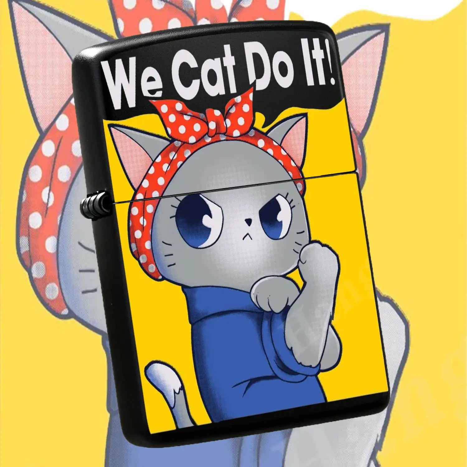 Cute Cat Lighter We Catit Rosie The Riveter Inspired Design All Purpose Portable Lighter For Daily Use Fun Cartoon Kitty Pattern Lightweight Handy Accessory Ideal For Gifting Unique Novelty Item For Cat Lovers A Humorous And Interesting Lig