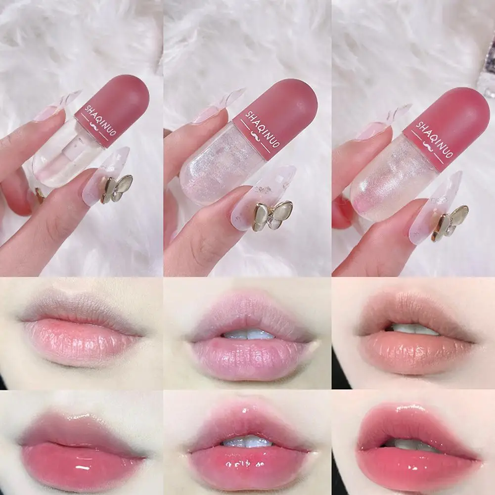 Capsule Lip Honey Kit spendet Feuchtigkeit und spendet die Spiegeloberfläche. Funkelndes, farbloses, transparentes Glas-Lippenöl