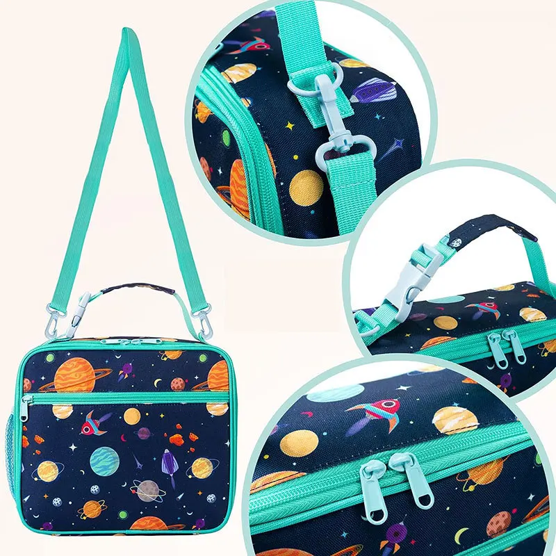 New Oxford Fabric Insulated Lunch Bag Fashion Print Large Capacity Crossbody Handbag Student Thermal Cooler Tote