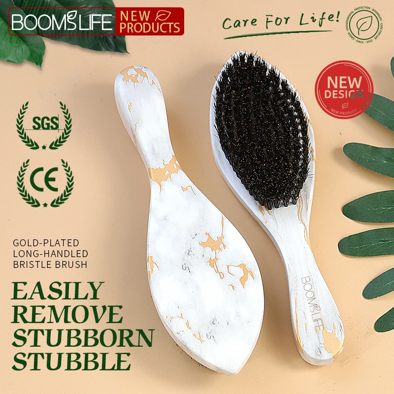 Custom 360 Wave Brush For Men Shaving Brush Boar Bristle Wood Beard Brush Cepillo Barba Curve Palm Wave Brush Wood Beard Comb - view 4