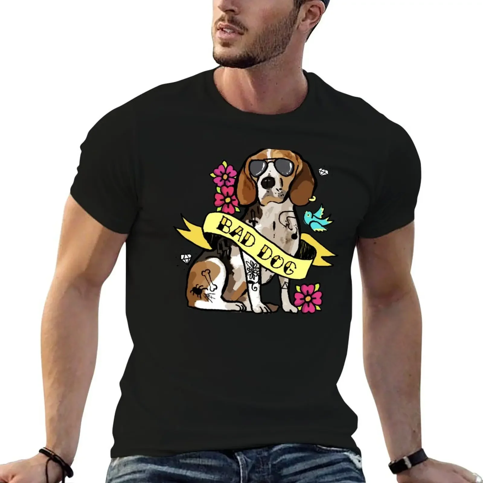 

Bad Dog Beagle Tattoo T-Shirt rapper graphic tees shirts graphic tee funny t shirts men