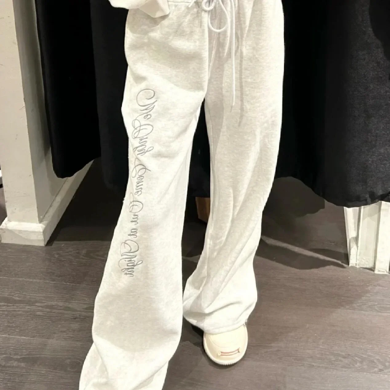 

Pop Badblo0d American Style Casual Lace Embroidery Pants Women's Loose Fit Long Trousers Comfortable Breathable Fashionable