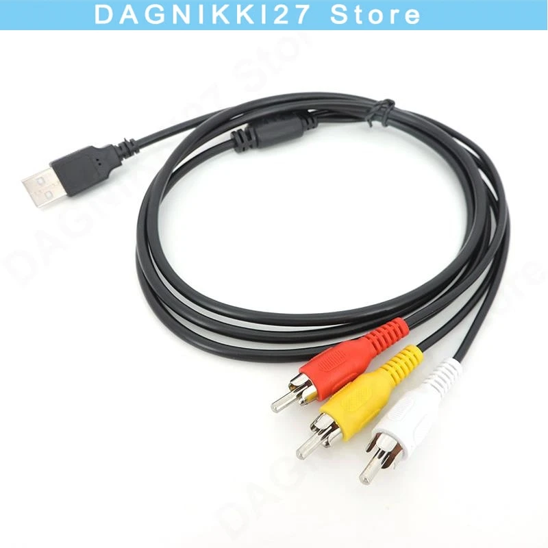 1.5 متر USB 2.0 إلى 3RCA كابل ذكر 3 RCA موصل غطاء ستيريو الصوت والفيديو التلفزيون محول سلك AV V27 #2