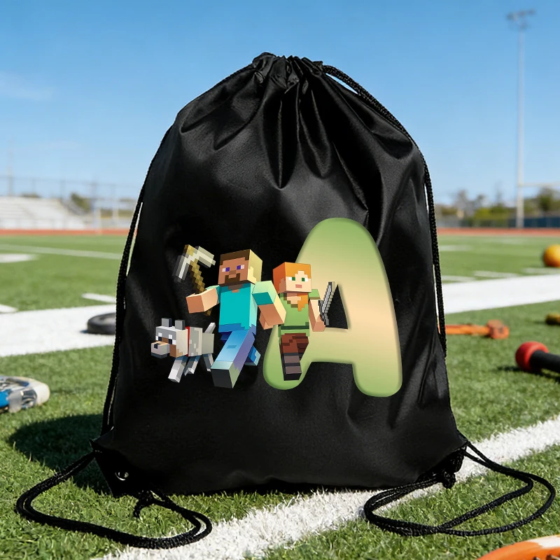 Водонепроницаемые полиэстеровые сумки с принтом на тему игр, рюкзаки-мешки в стиле Minecraft, портативные сумки для хранения одежды для детей, подарочные сумки
