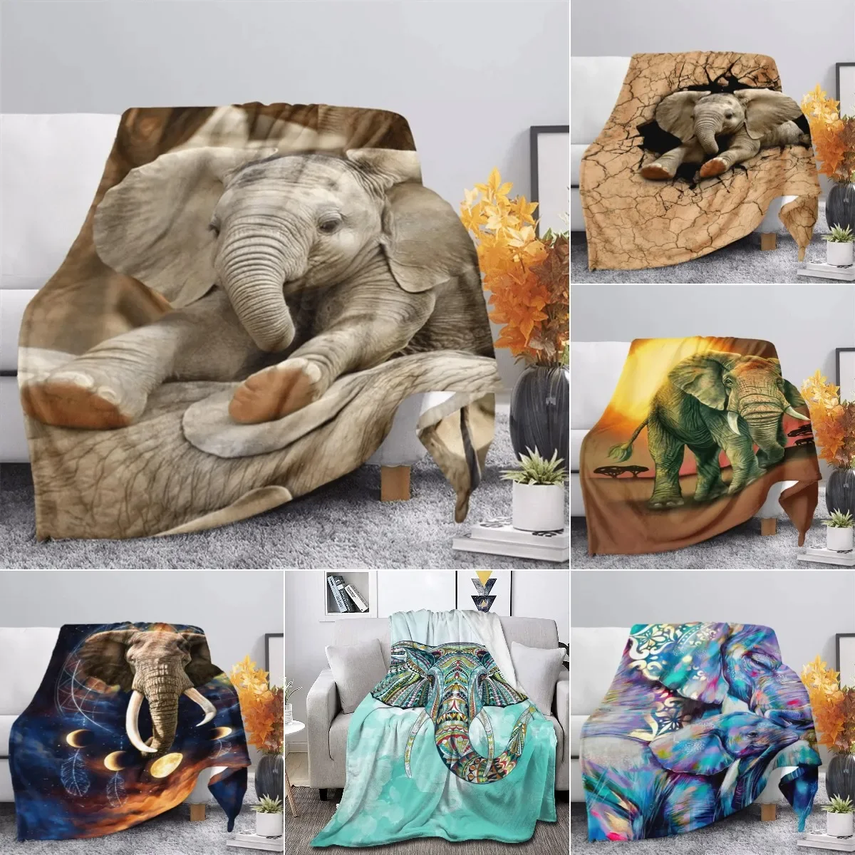 

Коричневое Фланелевое Одеяло С Рисунком Слона, милые дикие животные для детей, подарок для мальчиков и девочек, супермягкое теплое легкое одеяло королевского размера