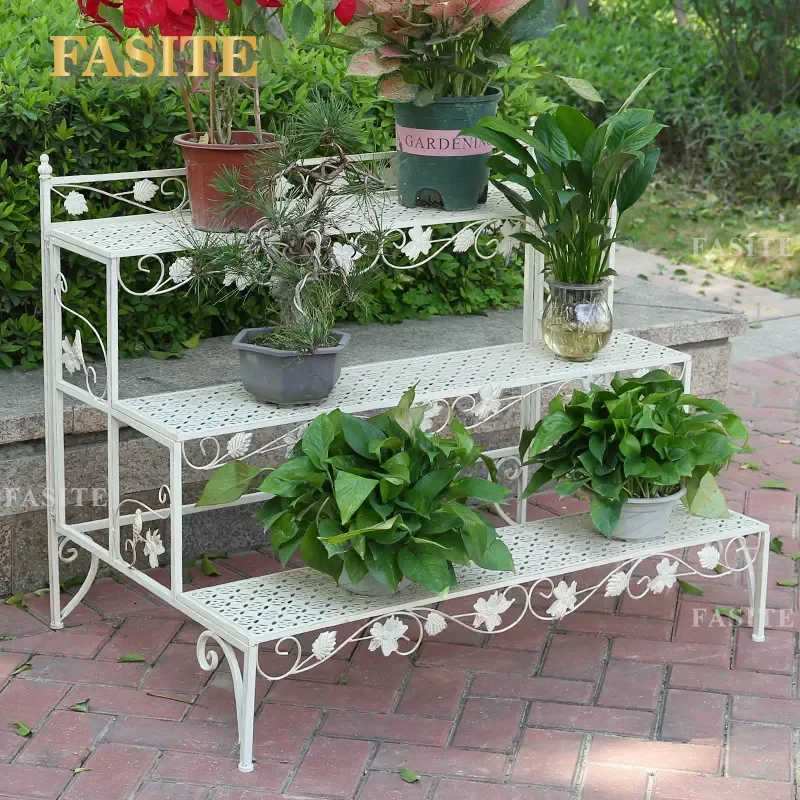 For Garden Wrought Iron Outdoor American Flower Rack Floor to Ceiling Succulent Pot Stand New Multi Layer Balcony Arrangement