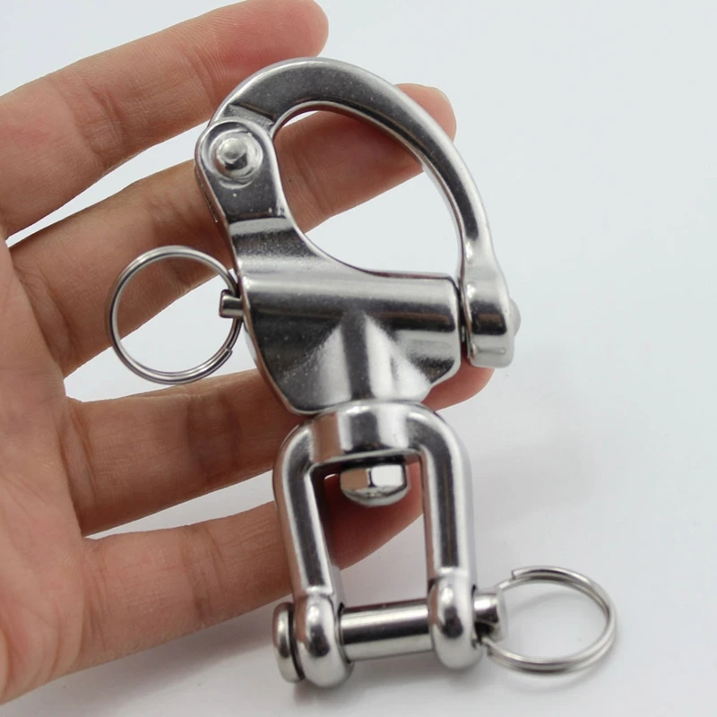 G7NA Swivel Eye Snap Shackle Quick Release Bail Rigging Sailing Boat Marine Stainless Steel Clip 70/87/128mm