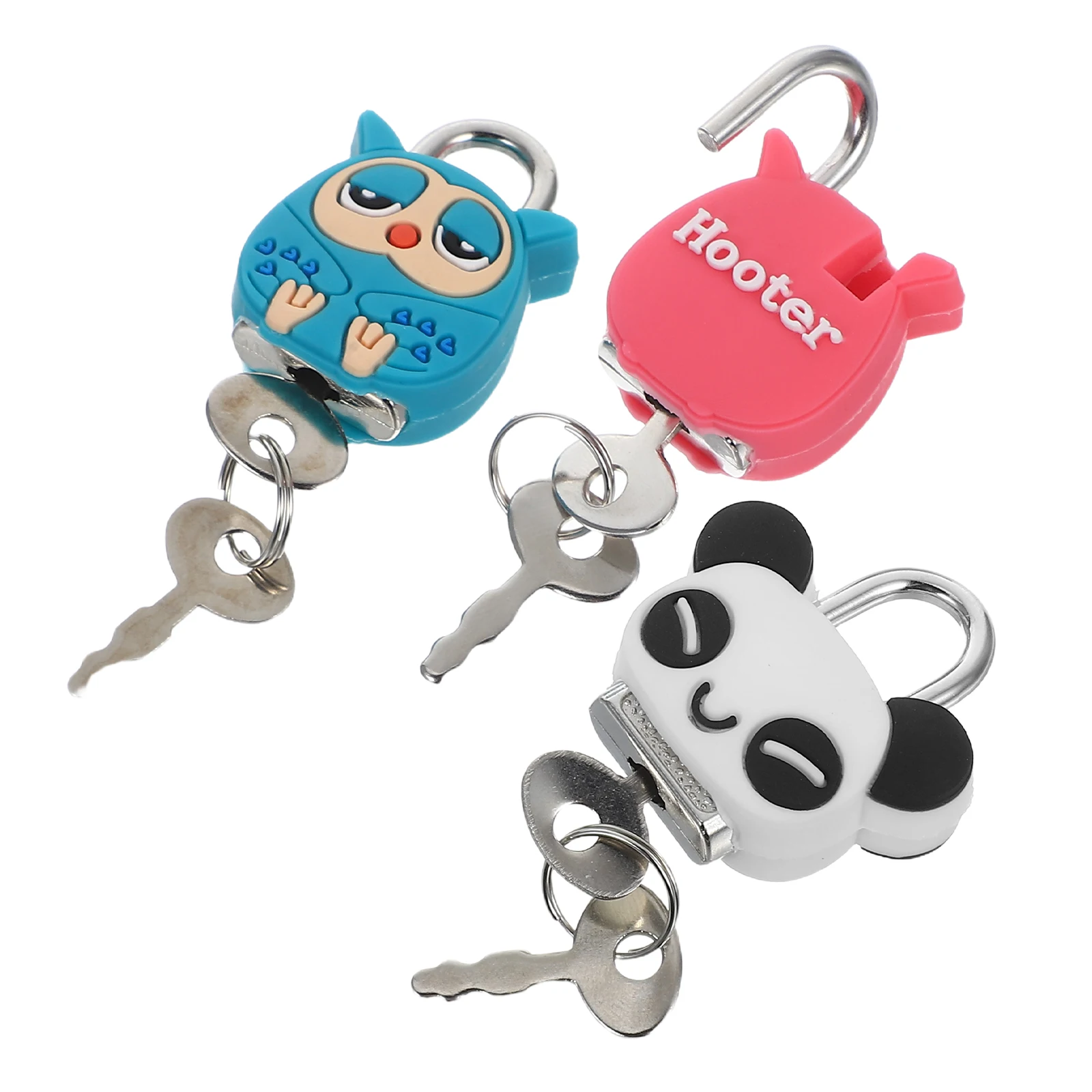

3pcs Mini Padlock Security Cute Cartoon Animal Design Durable Metal Key Lock For Jewelry Box Suitcase Backpack Cabinet Treasure