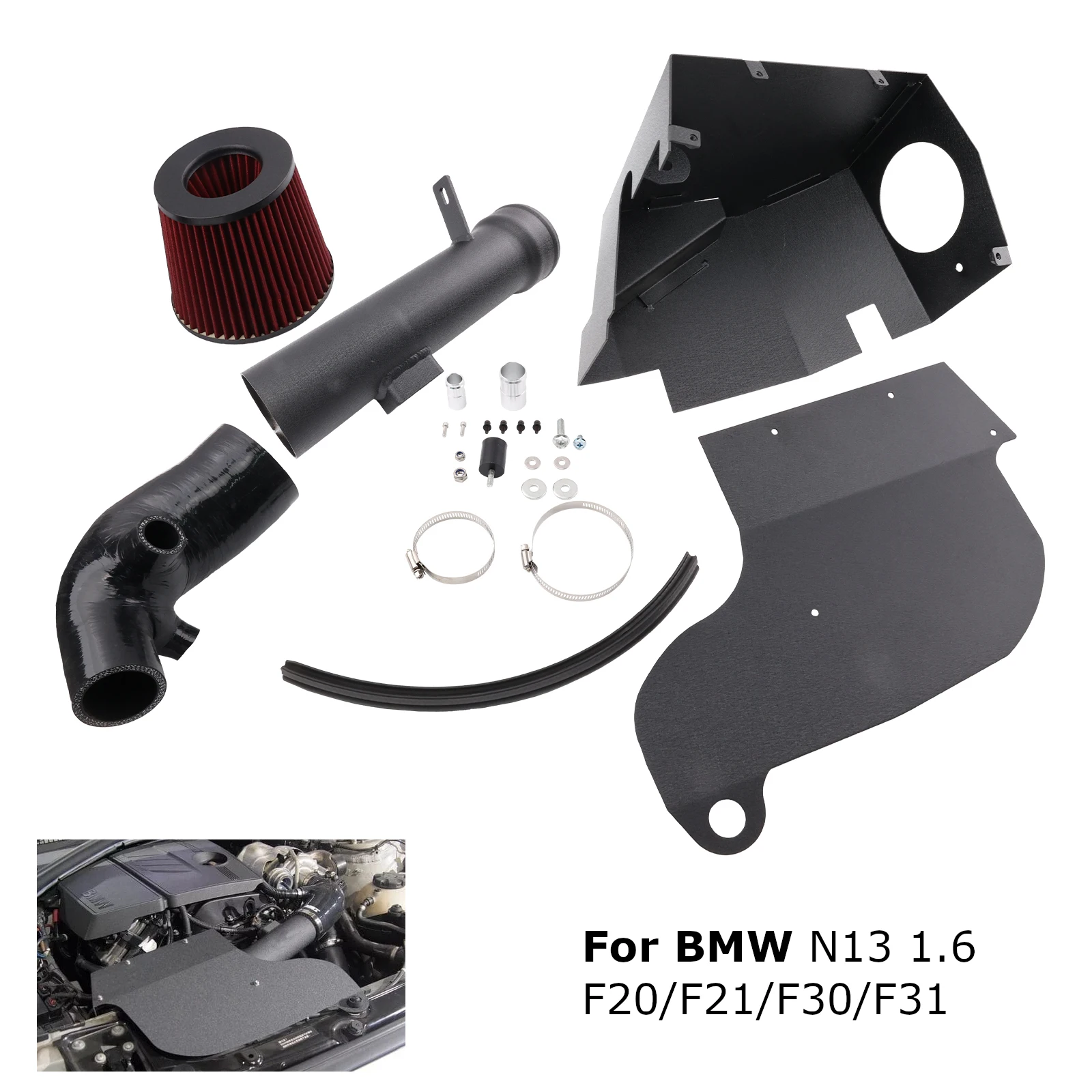 

Cold Air Intake Kit For BMW N13 1.6 F20/F21/F30/F31 Engine Heat Shield+Turbo Inlet Hose+Air Filter