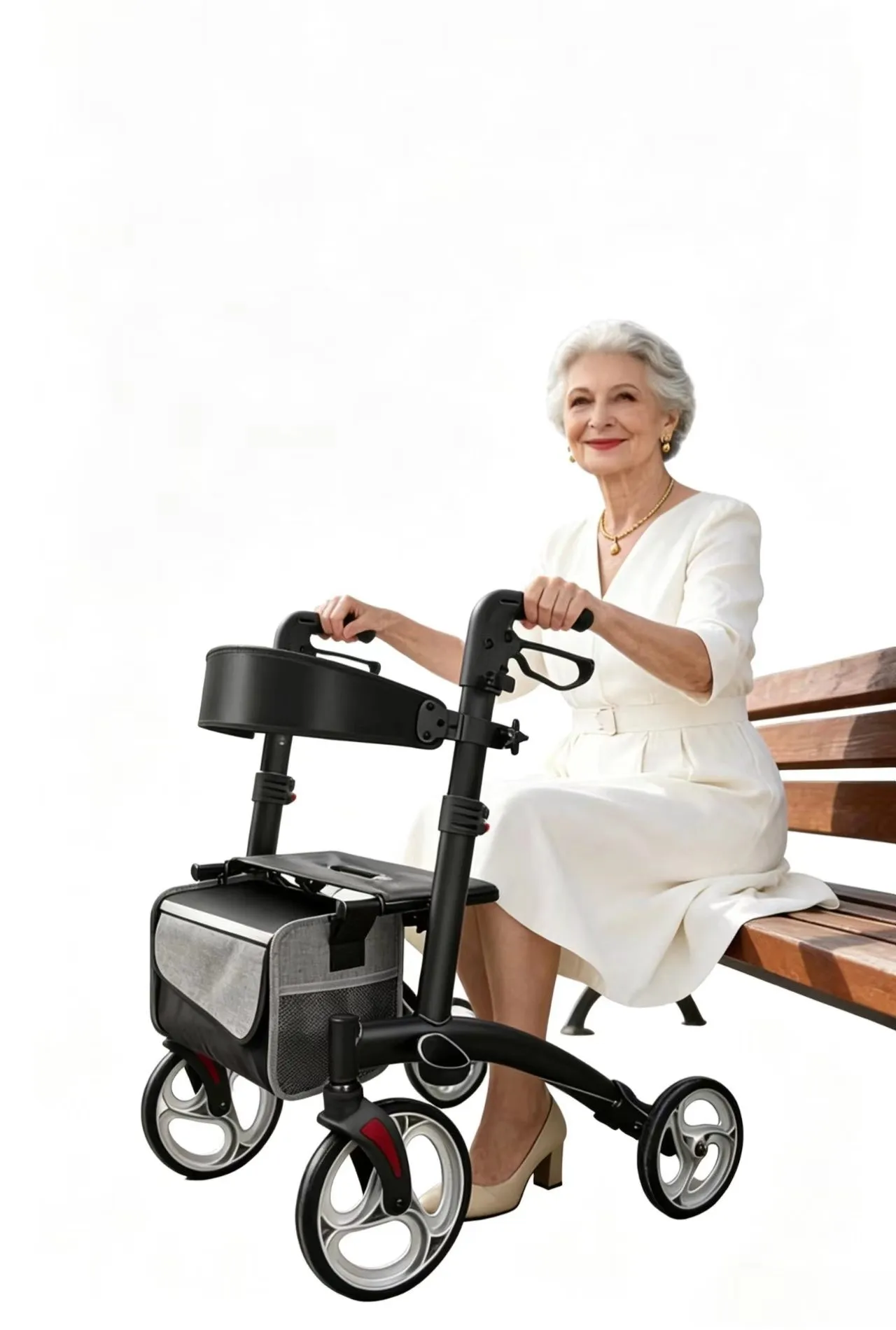 Premium Elderly Rollator Walker: Anti-Fall, Pushable & Seat-Equipped