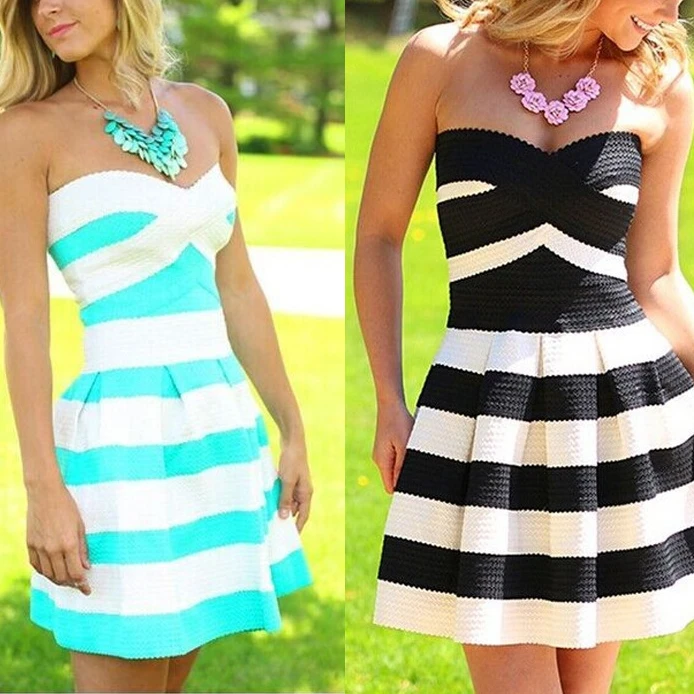 

Female Clothing Outfits for Women Dress Elegant 2024 New Striped Bandeau Sexy Fashion Slim Spring Summer Lawn Party