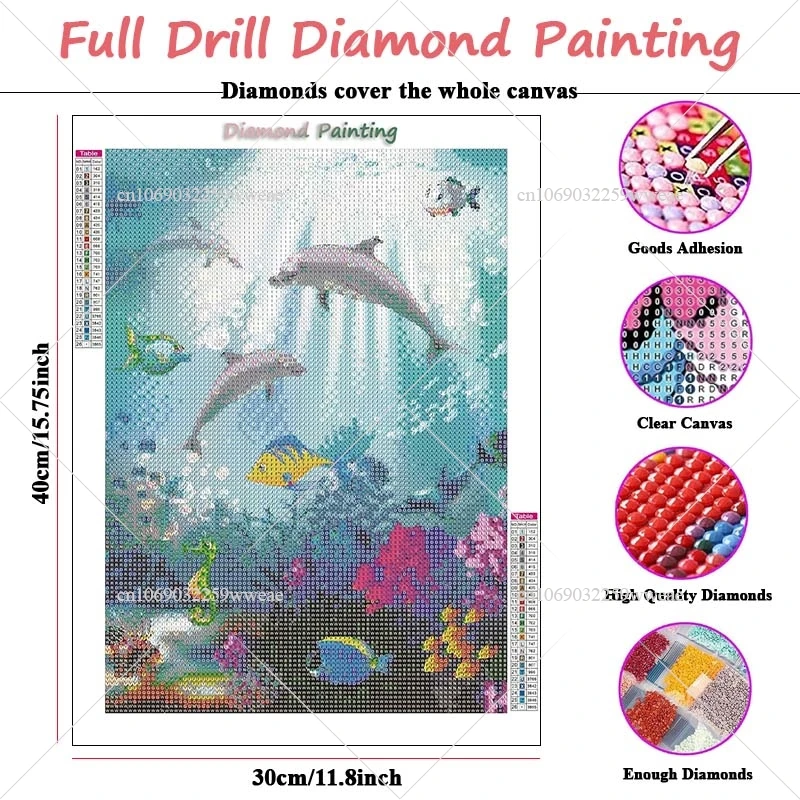 Underwater Landscape Diamond Painting Kits Seahorse Coral Reefs Diamond Art Full Rhinestones Sea Plants And Fish Handicraft Gift