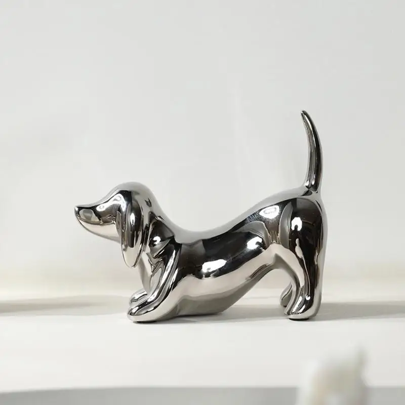 

Modern Creative Ceramic Dog Ornament Living Room Bedroom Entrance Office Desktop Decoration Statues home decoration accessories