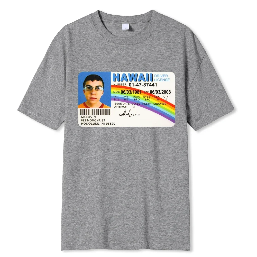 Homme t Shirt Summer Men Mclovin Id Card Superbad Geek Mens T-Shirt Unisex Teen T-Shirt Cool Soft Clothing