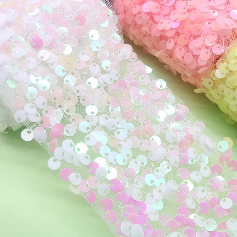 5Yards/Roll 6cm 8CM Glitter Colorful Sequins Yarn Roll Pattern Party Supplies DIY Hair Bows Handmade Materials