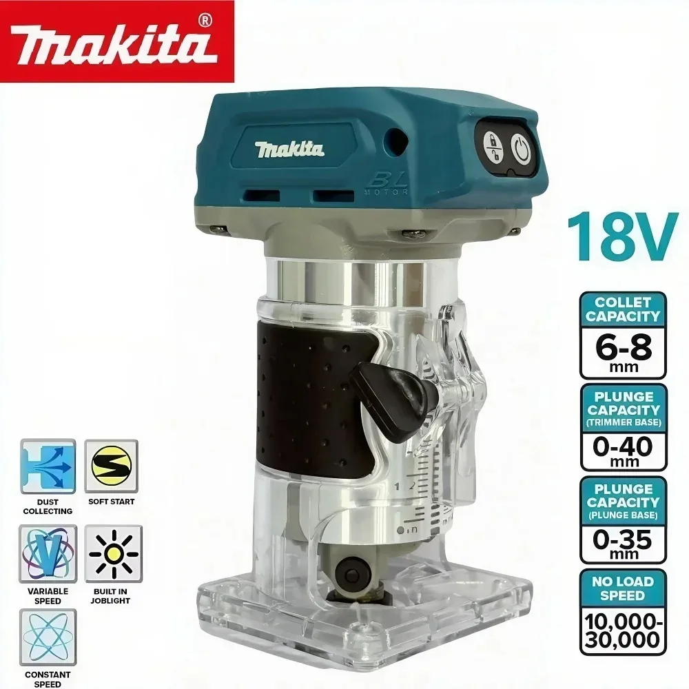 Makita DRT52 18V LXT Cordless Trimmer, Brushless Motor, Professional Rechargeable Slotting and Milling Tool,Edge trimmer