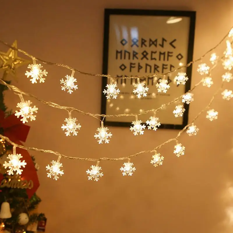 Christmas Snowflake String Lights Waterproof Snowflake String Lights Decorative Christmas String Light With 2 Modes For Patio