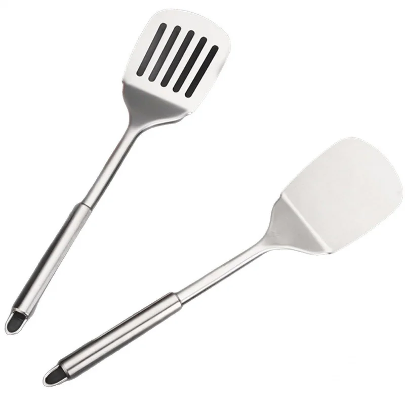 【2-Count Stainless Steel Turners】Extra Thick Design with Hollow Handle, Restaurant Grade Spatula for Non-Stick Pans