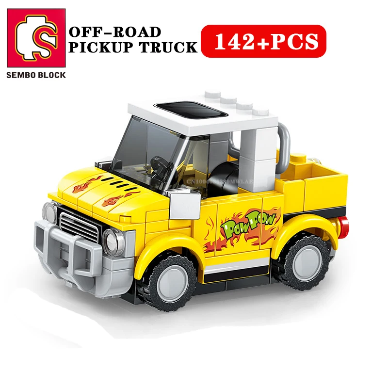 

SEMBO BLOCK Mini Pickup Truck Race Car Building Blocks Set Of 4 Convertible Roadster Vehicle DIY Playset STEM Toys Gift For Kids