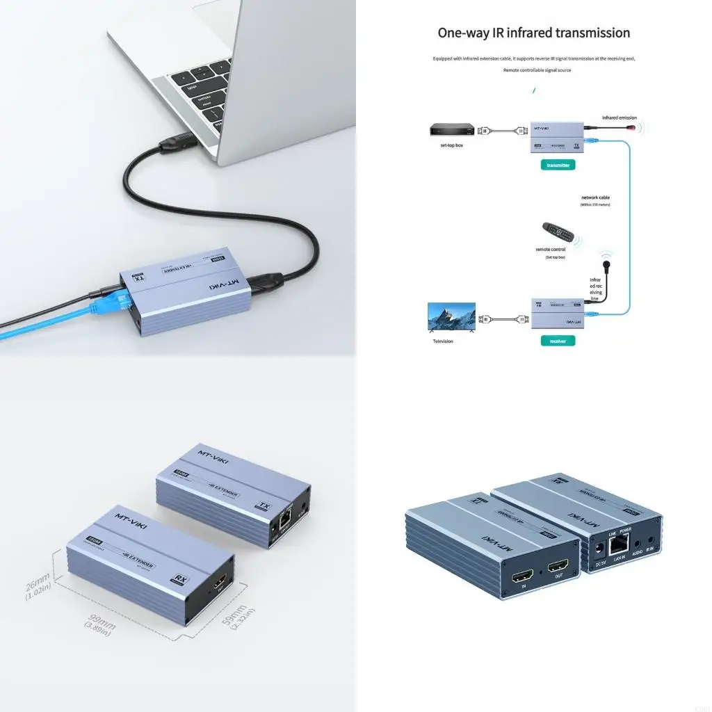 

C90F HDTV Extender Over Ethernet с IR -контролями поддерживает разрешение 1080p 60 Гц и 150 -метровую передачу для AV Syncs