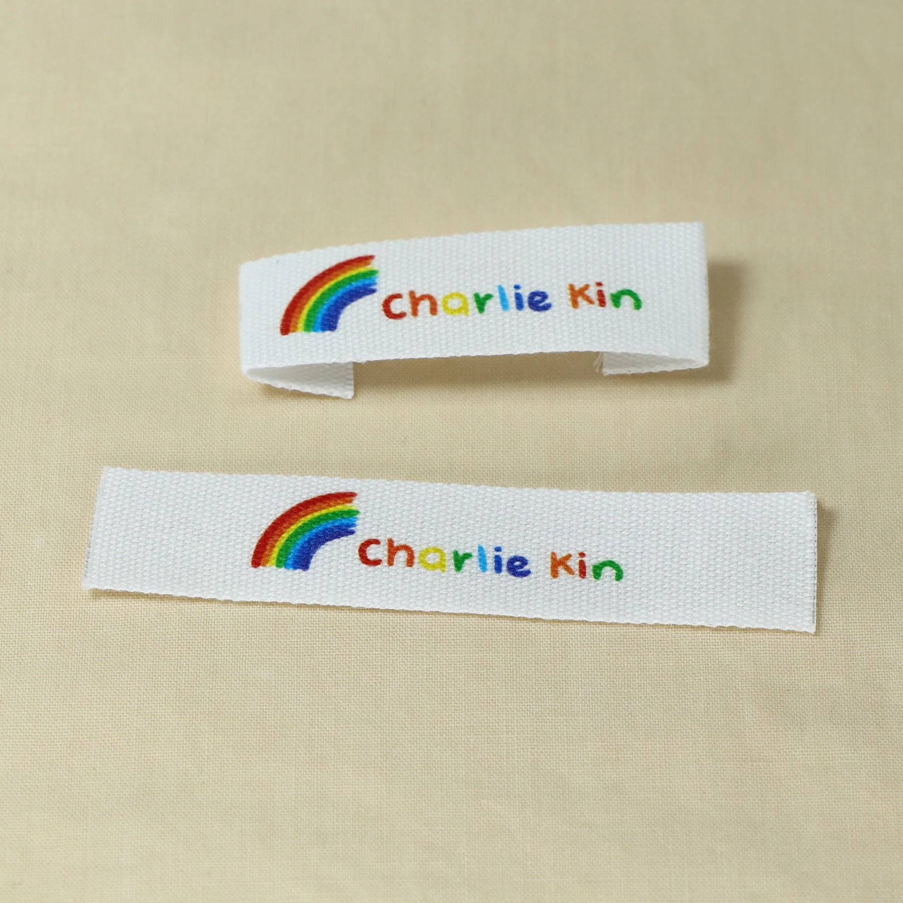 Custom Clothing Labels - Personalized Brand , Organic Cotton Ribbon Labels ,  Logo or Text, Sewing Labels  (FR157)