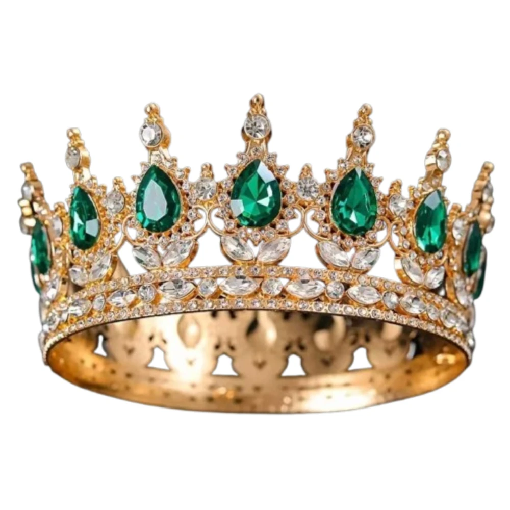 

Rhinestone Baroque Pageant Crowns Luxury Crystal Round Bridal Crowns Hair Jewelry Headpieces Queen Princess Tiara
