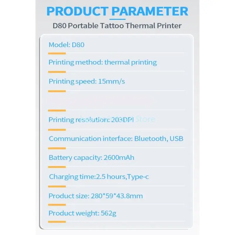 

Y88B Portable Thermals Tattooes Printer Bluetooth-compatible Enabled For Mobile Phone Tablets Use