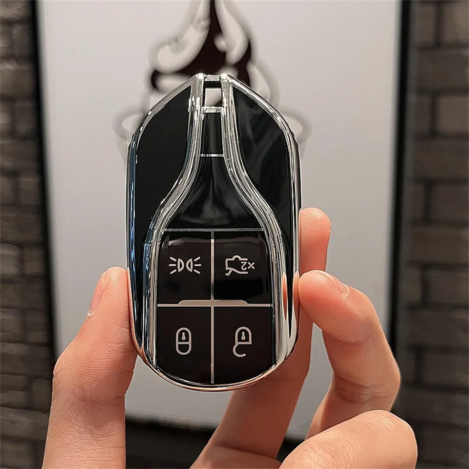 Car Key Case Cover Key Bag For Maserati Ghibli Levante Quattroporte Accessories Car-Styling Holder Shell Keychain Protection