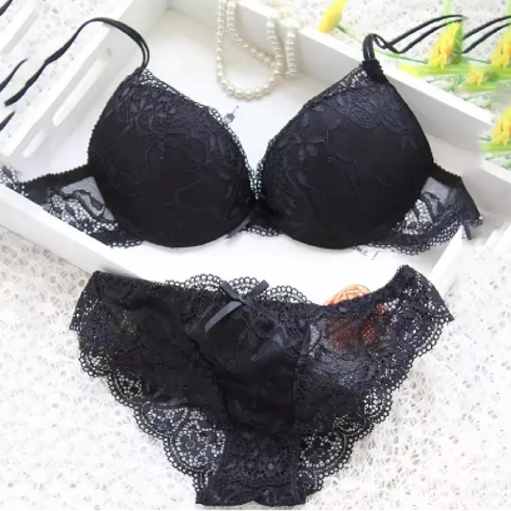 Women Sexy Lingerie Set Fashion Lace Lingerie Sets For Ladies Soild Color Bra Comfortable Intimates Underwear Suit Female image 2