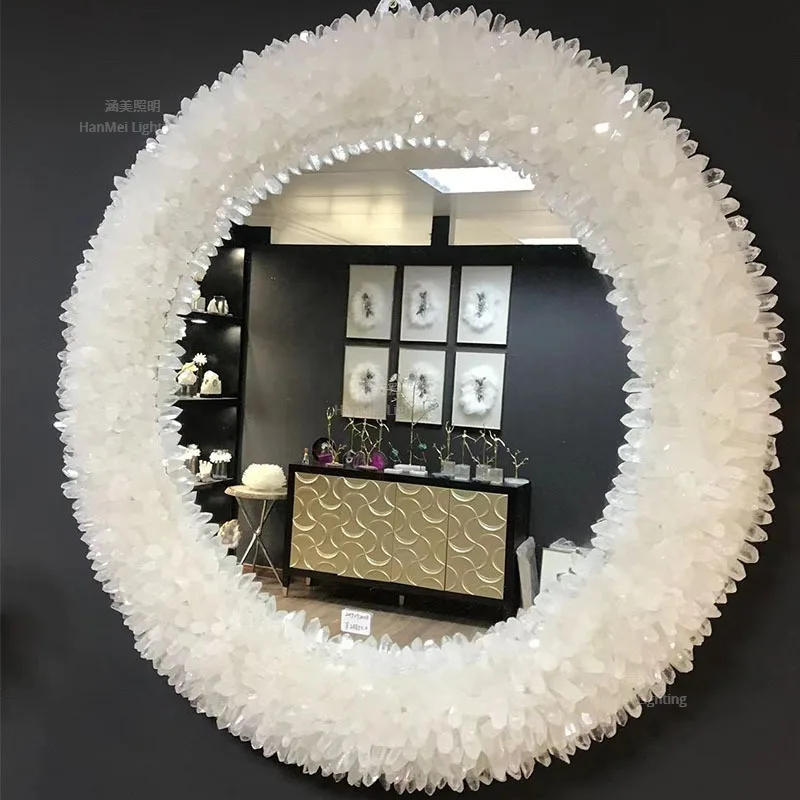 Natural crystal mirror, cosmetic mirror factory wholesale and retail premium sense