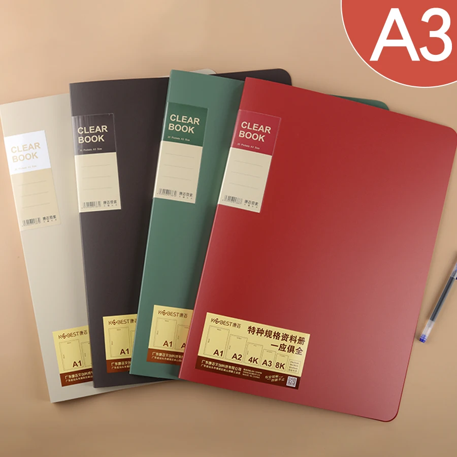 Thickened Light Retro Color A3 Document Folder Multi-color Matte Office Student 8K Large Portfolio Sketch Folder for Drawings