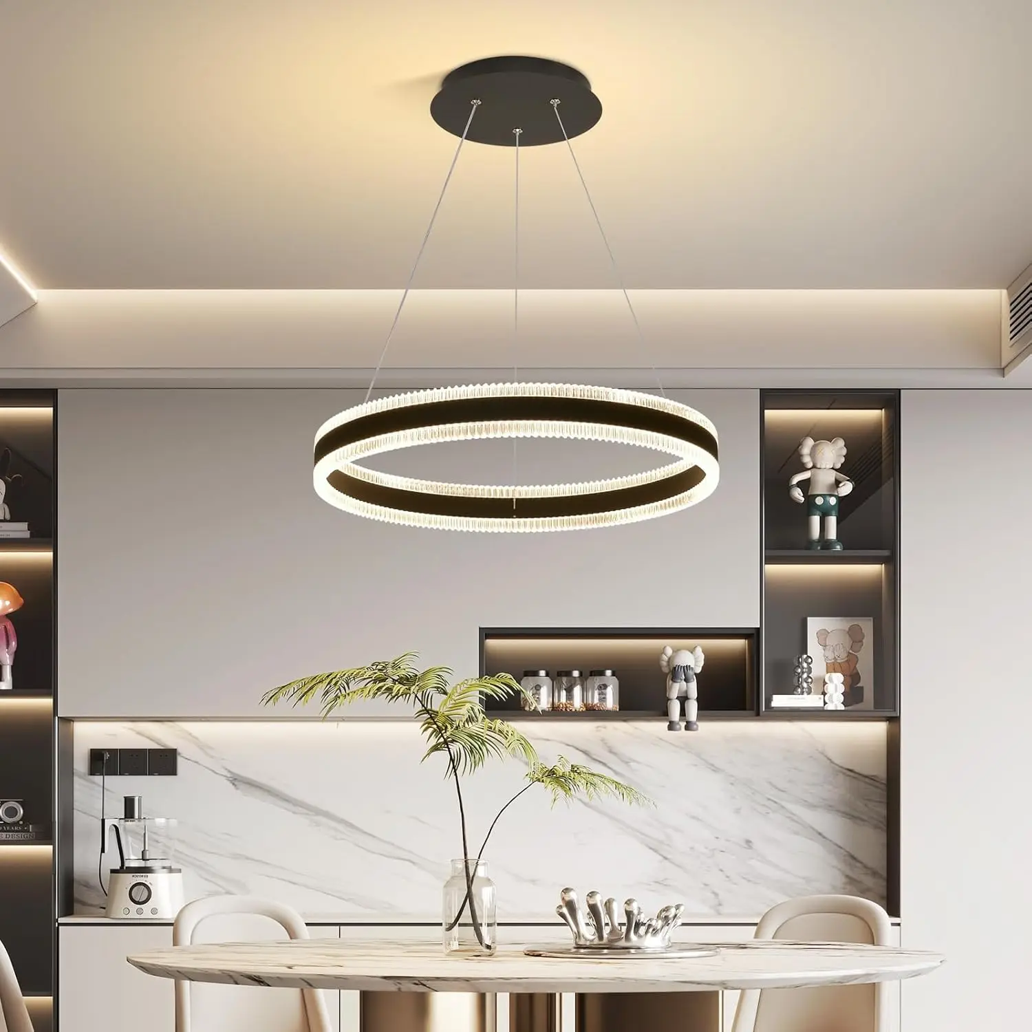 الحديثة حلقة LED الثريا عكس الضوء للطاولات الطعام غرفة المعيشة غرفة نوم المطبخ جزيرة قلادة مصباح ديكور المنزل Lusters تركيبات #5