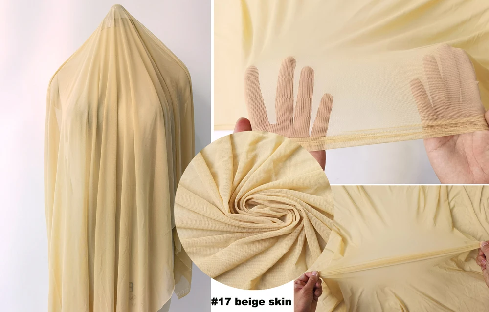 50cm*150cm Nylon Net Fabric Skin Color 4 Way Stretch Spandex Mesh Underwear Stockings