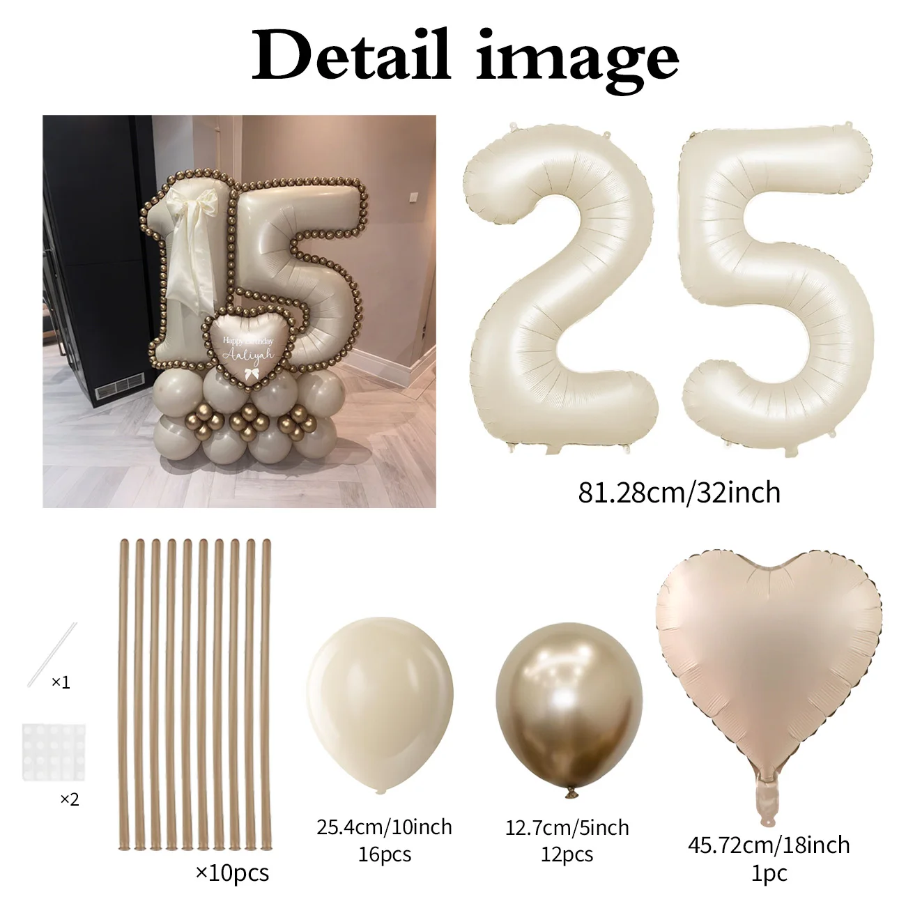 Cremeweißes digitales Säulenballon-Set, 101,6 cm, großer digitaler Ballon, Liebe, Aluminiumfolie, Ballon, Geburtstag, Jahrestag, Dekoration – Detail 12