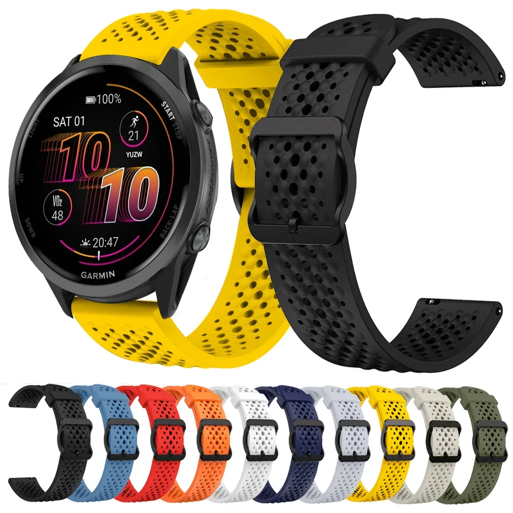 

Дышащий ремешок 22 мм для Garmin Forerunner 570 47 мм 265 255 M, ремешок для часов Garmin Venu 3 2 Vivoactive 4, силиконовые спортивные браслеты