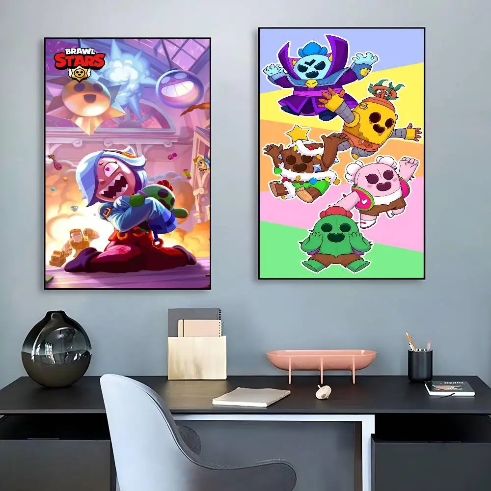Anime Game Brawl Stars Movie Sticky Posters Retro Kraft Paper Sticker DIY Room Bar Cafe Aesthetic Art Wall Painting - view 3