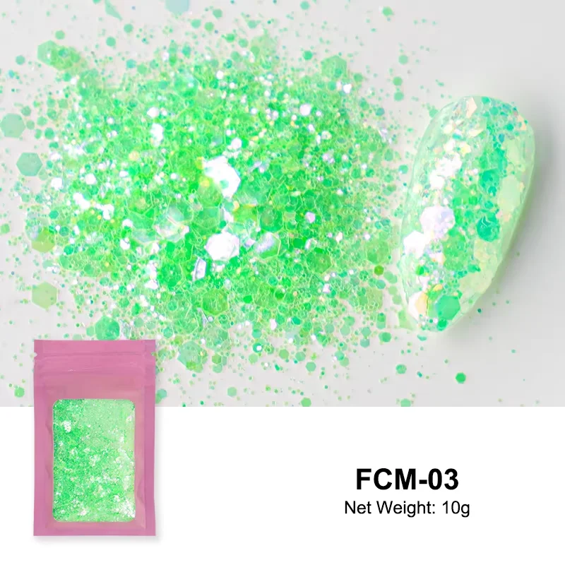 Glänzendes Zucker-Nagelglitzerpulver Candy-Coat-Effekt Weiß Schwarz Transparent Pigmentstaub Nagelkunst-Dekorationen DIY – Detail 10