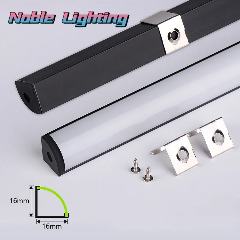 

0.5m/pcs V-type LED Black Aluminum Profile With Milky Cover Channel Customized Decor Corner Cabinet Bar Line Tube Strip Light