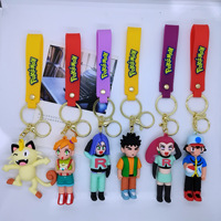 New Pokemon Anime Keychain Kawaii Ash Ketchum James Meowth Jessie Bag Pendant Decor Key Chains Cartoon Keyring Jewelry Kids Gift
