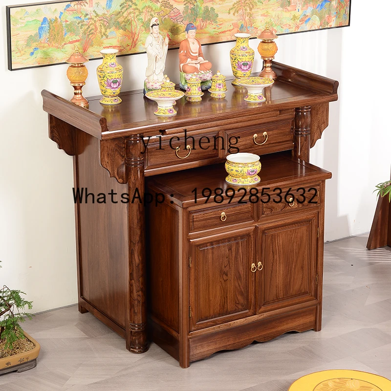 LYY  Household Guan Gong Tai Buddha Tai Incense Solid Wood Living Room Buddha Niche Cabinet Gong Tai Simple