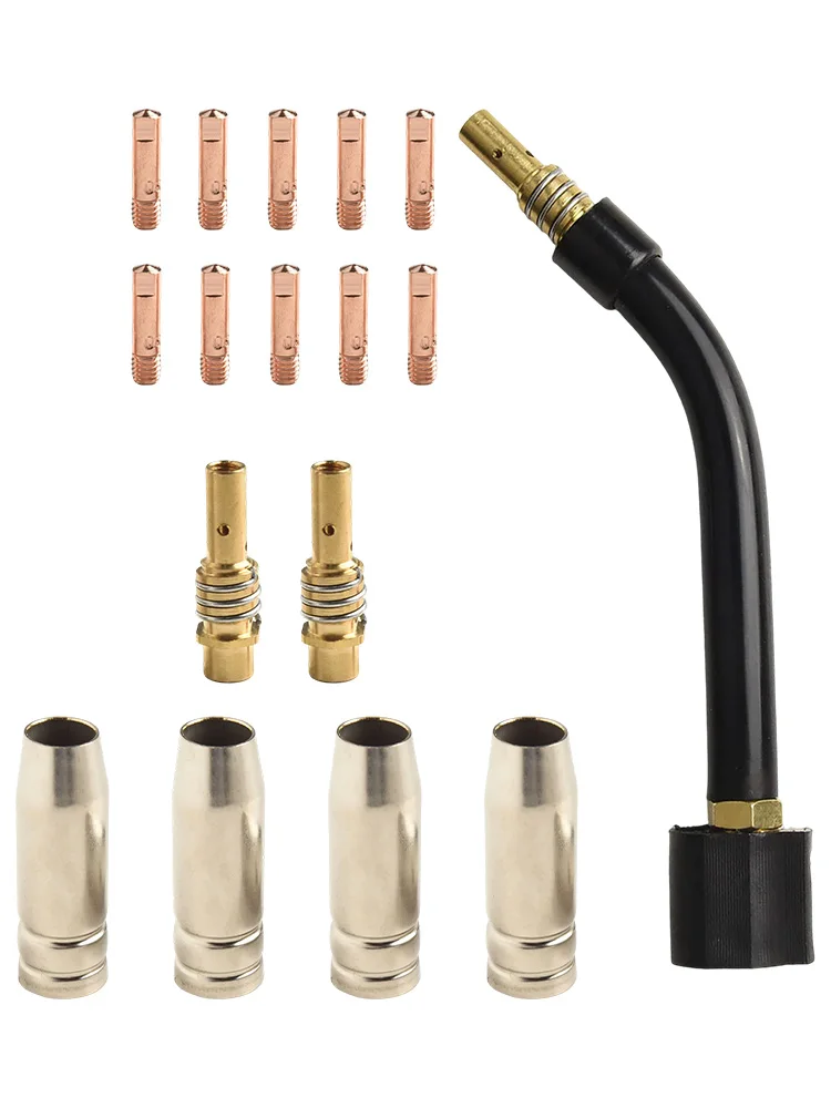 15AK Contact Tip 0.6/0.8/0.9mm Tips Holder Difuser Shield Cup Torch Neck For MB15 15AK MIG Welding Torch