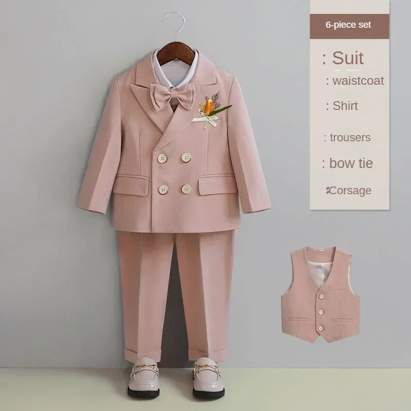 Boys Birthday Blazer Set Spring 2024 Toddler School Uniform Outfits Green Handsome Flower Child Wedding Costume 2 3 4 6 8 Years