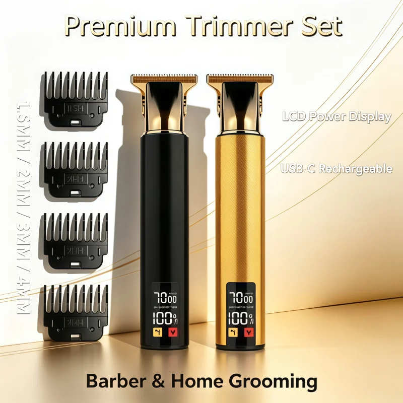 Wireless hair clipper, equipped with 4 types of hairbrush attachments, suitable for use in hair salons and at home.