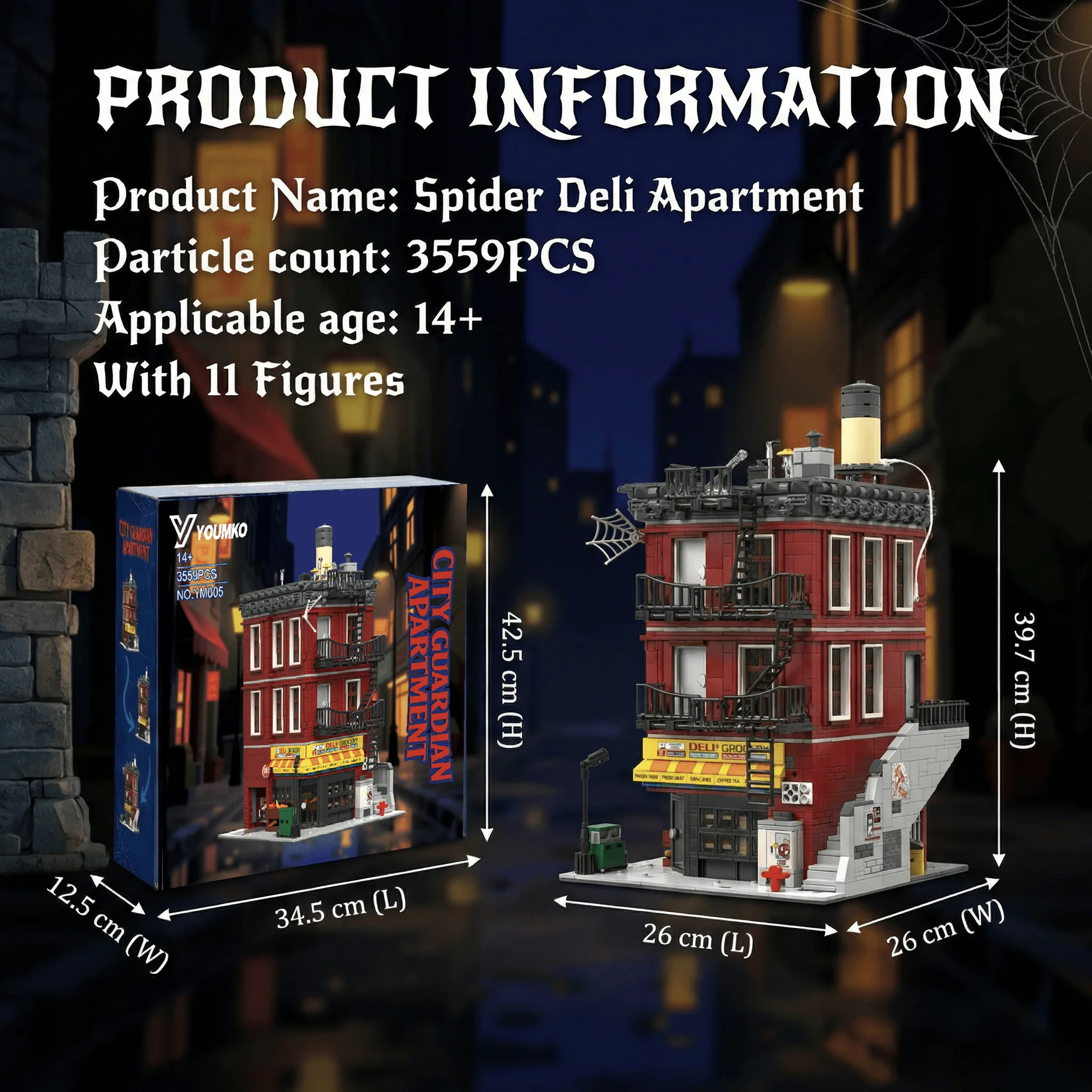 Spider Deli Apartment Building Blocks With 11 Figures Films Hero Classic City Modular Assembly Model Kit Creative Gift 3559PCS view 6