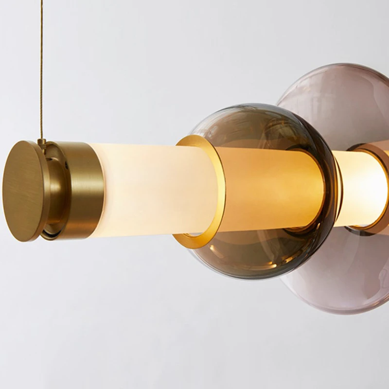 Luna Chandelier Nordic Stained glass Pendant lamp for Restaurant Living Room Bar Study lounge Designer Long glass Pendant light