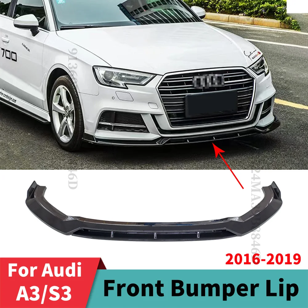 Deflector Guard Decoration Styling Accessories Modified Carbon Fiber Front Bumper Lip Chin For Audi A3 S3 2016 2017 2018 2019