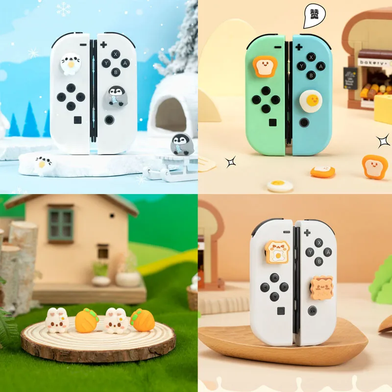 Penguin Jellyfish Silicone Thumb Stick Grip Cap Joystick Cover For Switch NS Oled/Lite Joy-con Controller Soft Protector Case