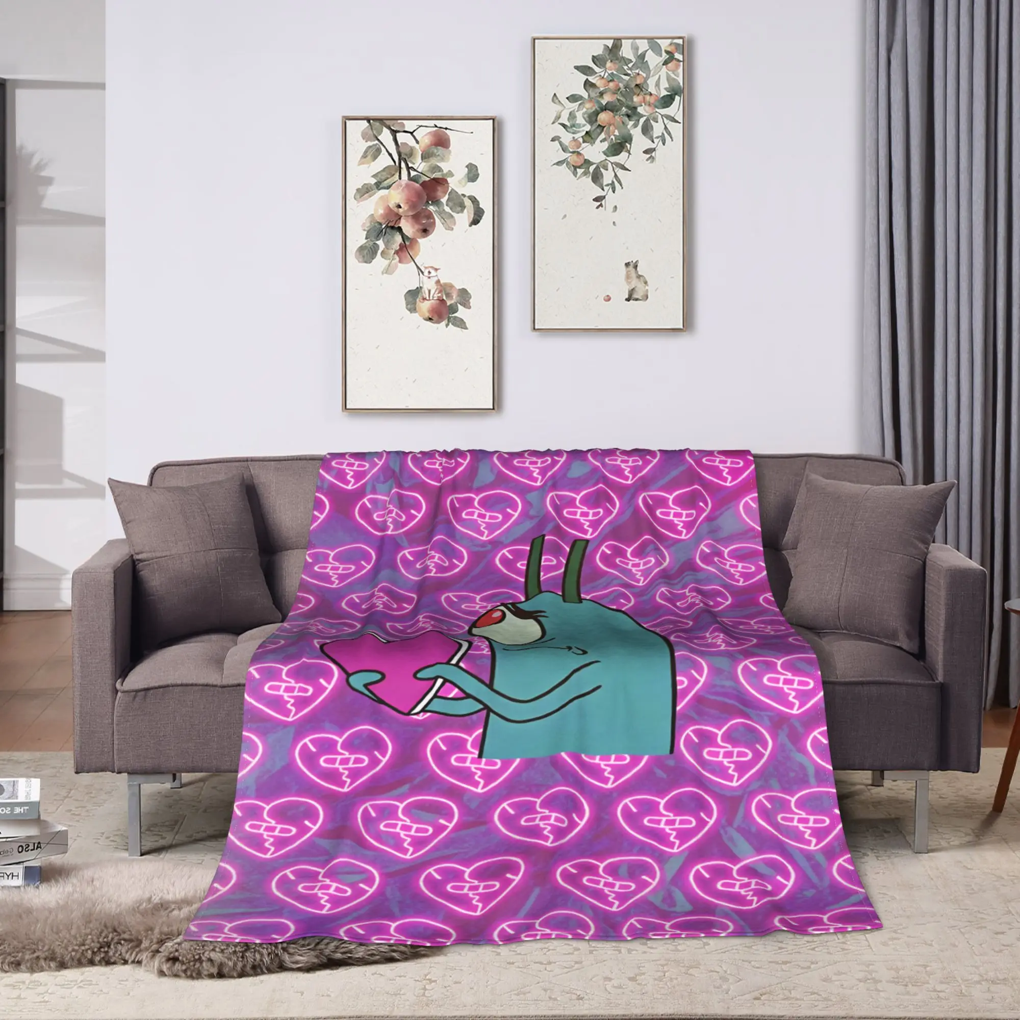 SpongeBobs Plankton  Blankets  Soft Warm Street Trend Plush Bedding Throws For Girls Boys Couch Bed Flannel Bedspread Bed Cover
