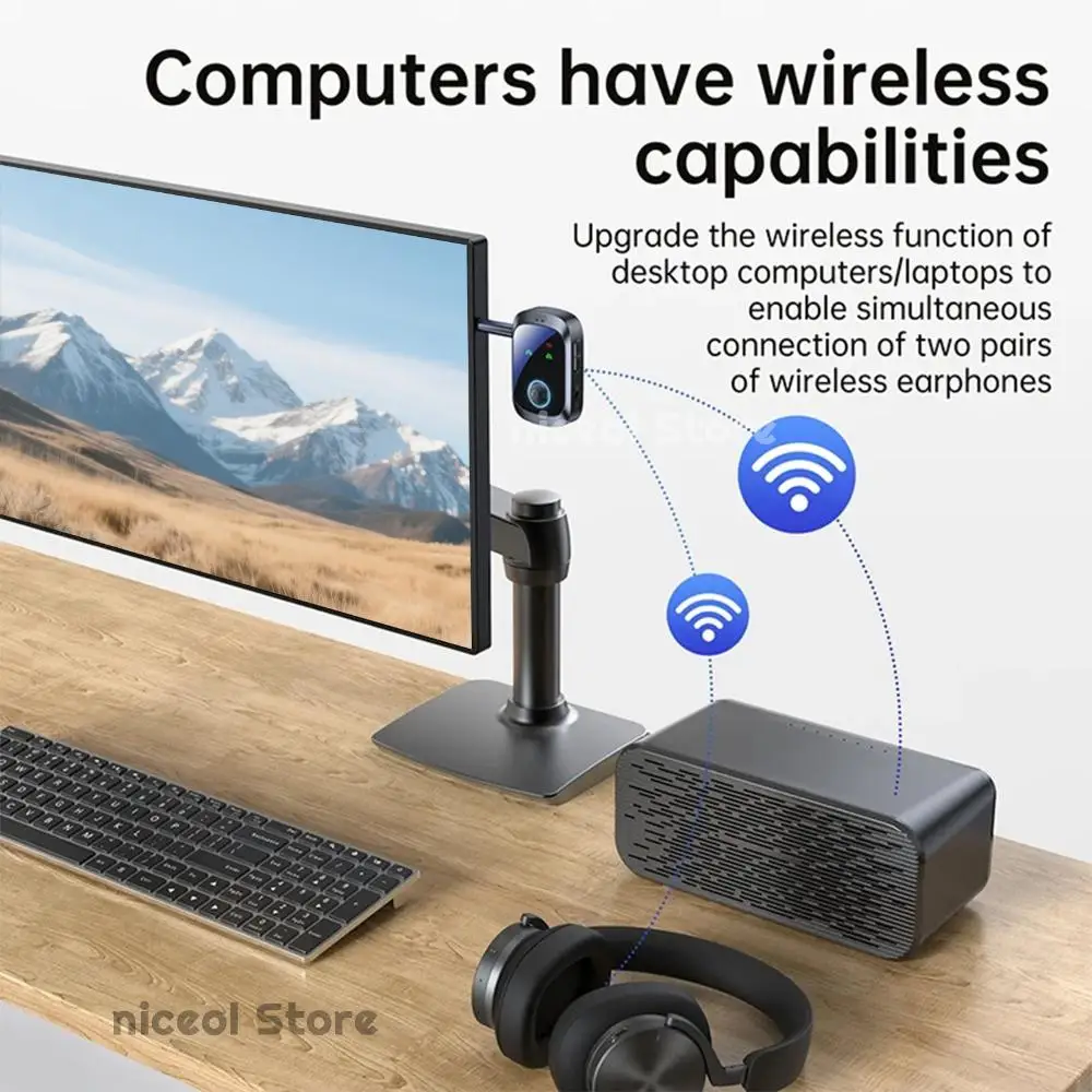 

Адаптер BT5.4 для самолета с LCD-экраном, беспроводной AUX-адаптер, приемник с двойным подключением, BT-трансивер для 2 наушников AirPods или BT-устройств