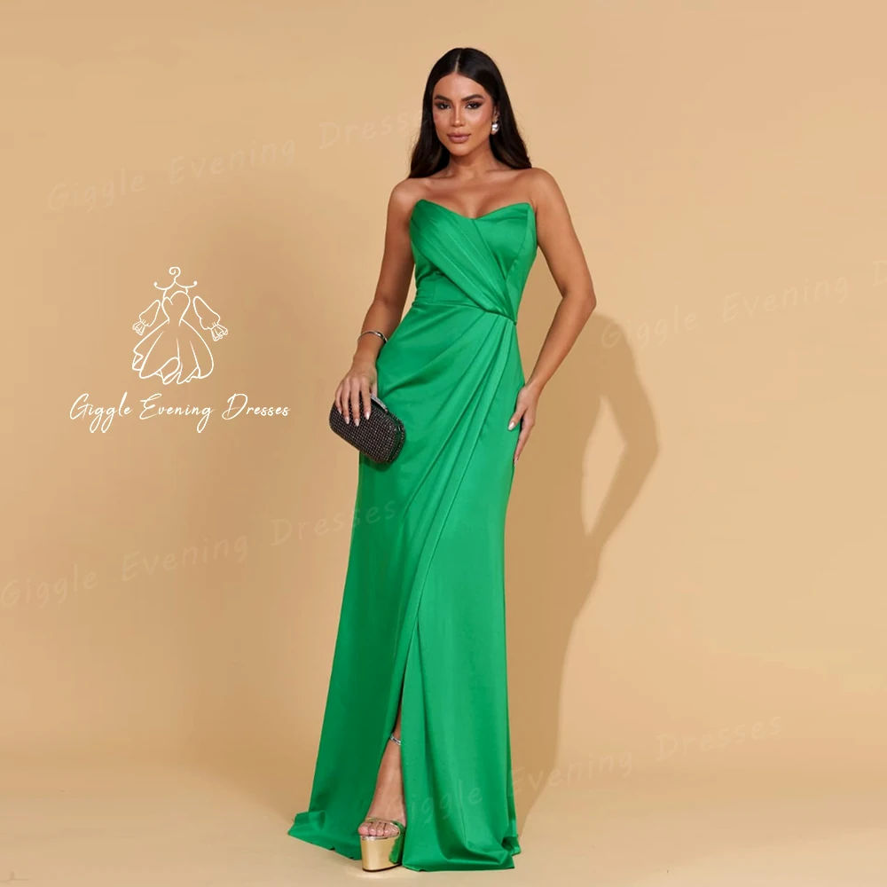 Giggle Strapless Arabia Sleeveless Pleat Floor-Length elegant gust wedding evening Gown Satin Women\'s luxury Party dresses 2024